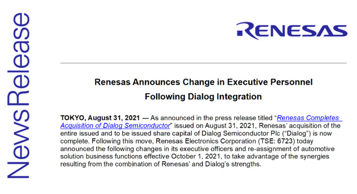 Renesas acquires Dialog - image from internet